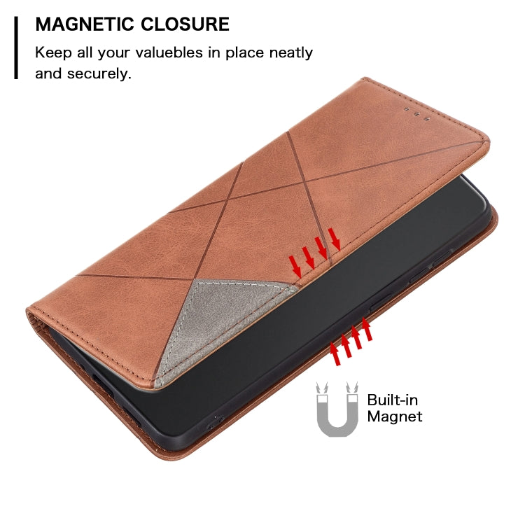 For Xiaomi Redmi A3 Rhombus Texture Magnetic Leather Phone Case(Brown) - Xiaomi Cases by PMC TechLife | Online Shopping South Africa | PMC TechLife | Buy Now Pay Later Mobicred