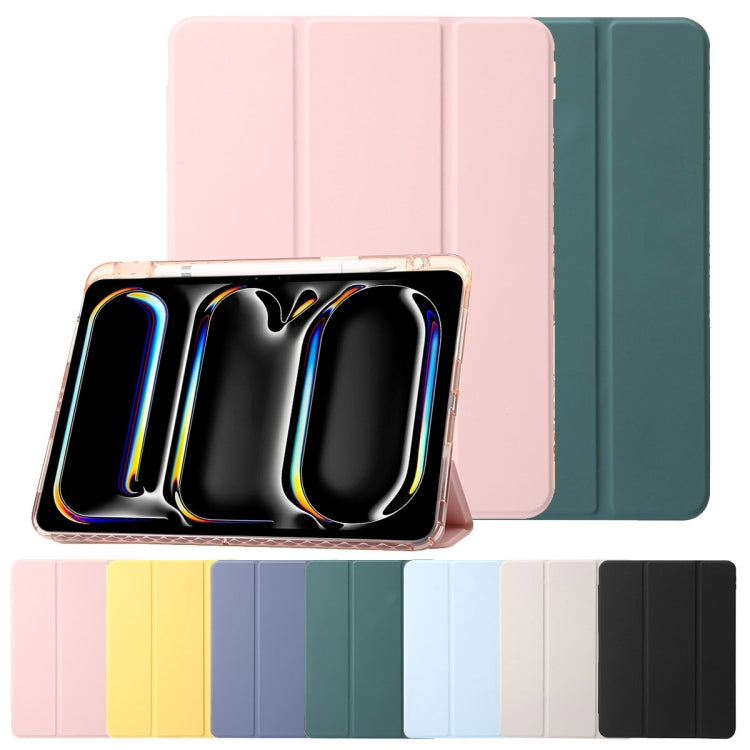 For iPad Air 13 2025 / 2024 Clear Acrylic 3-Fold Leather Tablet Case(Yellow) - iPad Air 13 2025 / 2024 Cases by PMC TechLife | Online Shopping South Africa | PMC TechLife | Buy Now Pay Later Mobicred