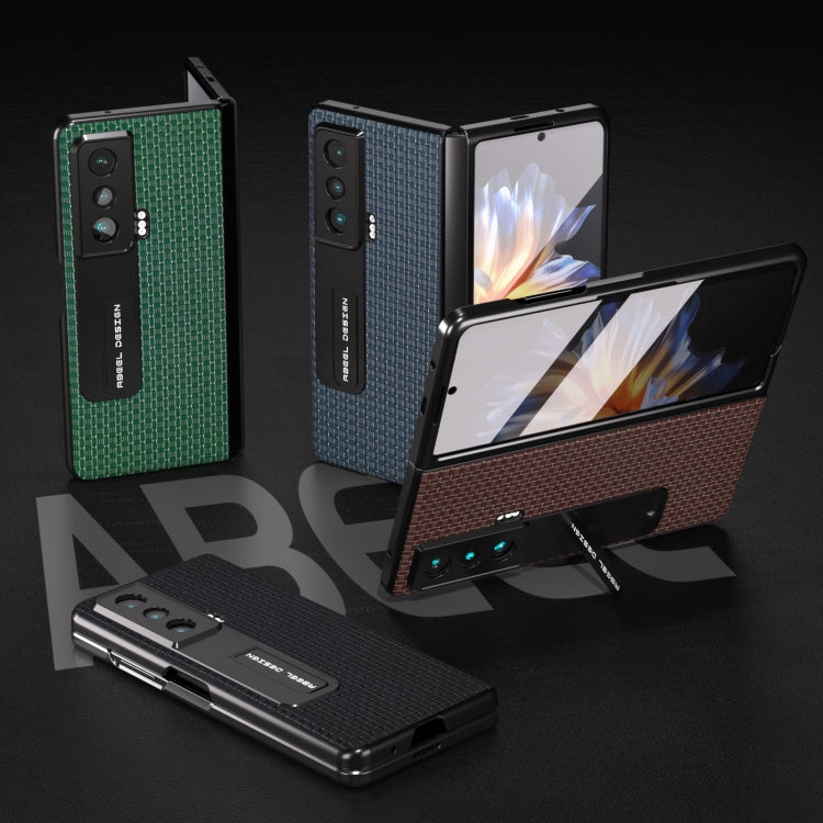 For Honor Magic Vs ABEEL Integrated Genuine Leather Luxury Series Phone Case with Holder(Night Green) - Honor Cases by PMC TechLife | Online Shopping South Africa | PMC TechLife | Buy Now Pay Later Mobicred