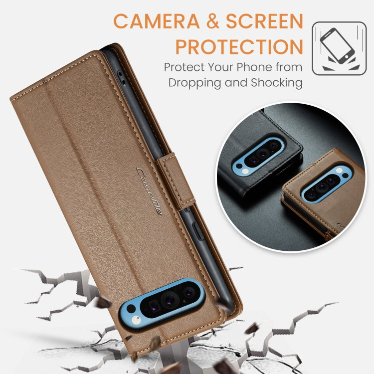 For Google Pixel 9 Pro XL CaseMe 023 Butterfly Buckle Litchi Texture RFID Anti-theft Leather Phone Case(Brown) - Google Cases by CaseMe | Online Shopping South Africa | PMC TechLife | Buy Now Pay Later Mobicred