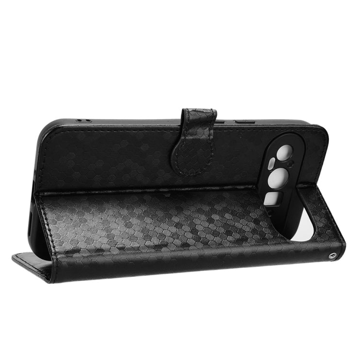 For Google Pixel 9 Pro Honeycomb Dot Texture Leather Phone Case(Black) - Google Cases by PMC TechLife | Online Shopping South Africa | PMC TechLife | Buy Now Pay Later Mobicred