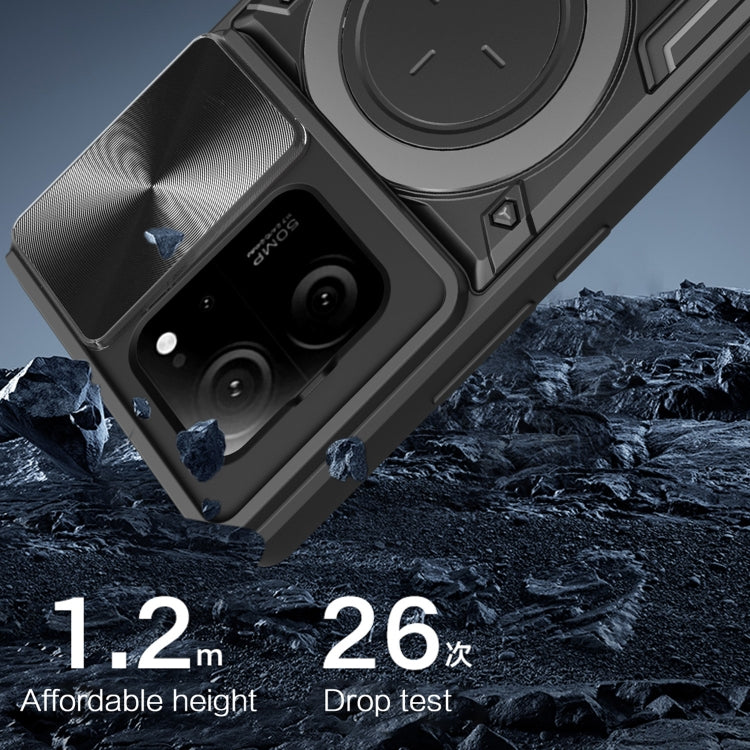 For Xiaomi 13T / Redmi K60 Ultra CD Texture Sliding Camshield Magnetic Holder Phone Case(Pink) - Redmi K60 Ultra Cases by PMC TechLife | Online Shopping South Africa | PMC TechLife | Buy Now Pay Later Mobicred