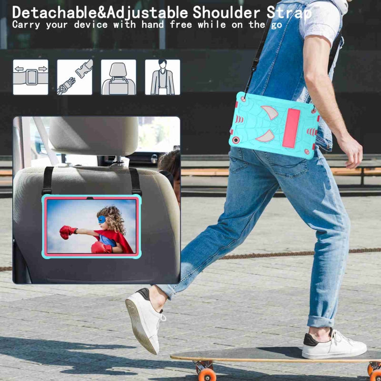 For Lenovo Tab M10 Plus 10.6 3rd Gen 2022 Spider Texture Silicone Hybrid PC Tablet Case with Shoulder Strap(Mint Green + Rose Red) - Lenovo by PMC TechLife | Online Shopping South Africa | PMC TechLife | Buy Now Pay Later Mobicred