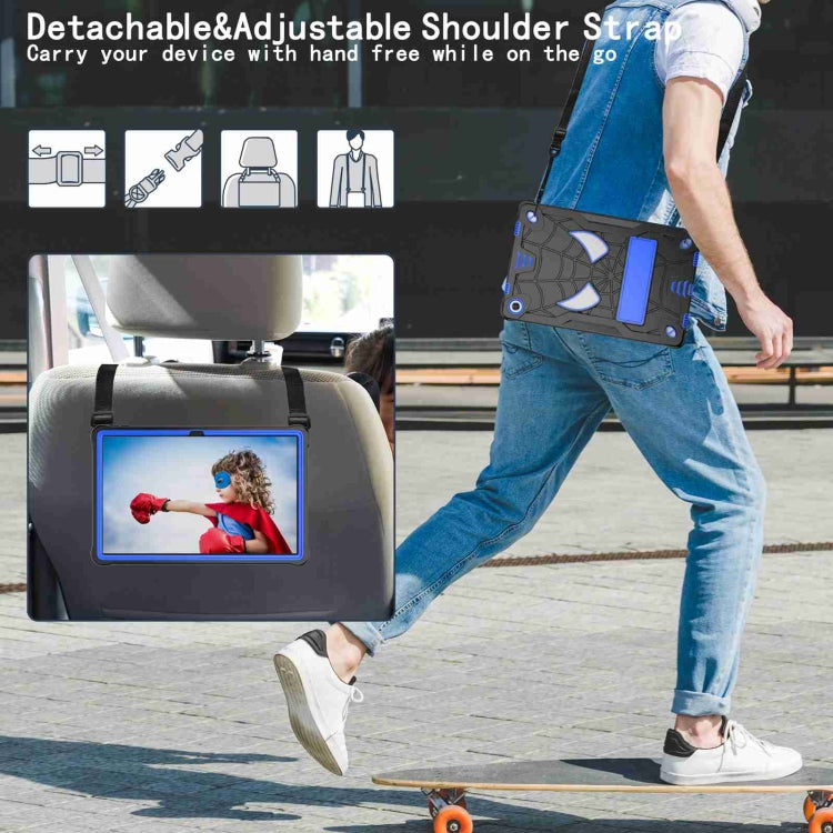 For Lenovo Tab M10 Plus 10.6 3rd Gen 2022 Spider Texture Silicone Hybrid PC Tablet Case with Shoulder Strap(Black + Blue) - Lenovo by PMC TechLife | Online Shopping South Africa | PMC TechLife | Buy Now Pay Later Mobicred