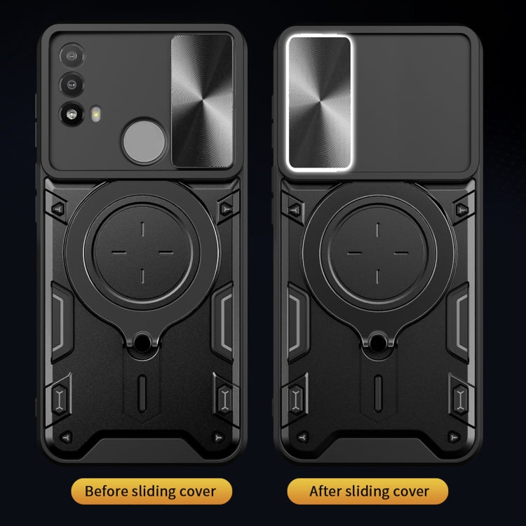 For Motorola Moto E20 / E30 / E40 CD Texture Sliding Camshield Magnetic Holder Phone Case(Silver) - free shipping - PMC TechLife - Order now!