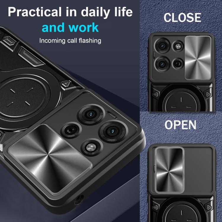 For Motorola Moto G75 5G CD Texture Sliding Camshield Magnetic Holder Phone Case(Black) - free shipping - PMC TechLife - Order now!