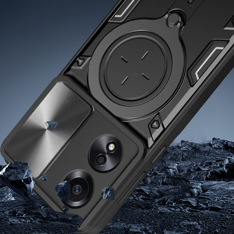 For OPPO A58 4G Global CD Texture Sliding Camshield Magnetic Holder Phone Case(Silver) - OPPO Cases by PMC TechLife | Online Shopping South Africa | PMC TechLife | Buy Now Pay Later Mobicred