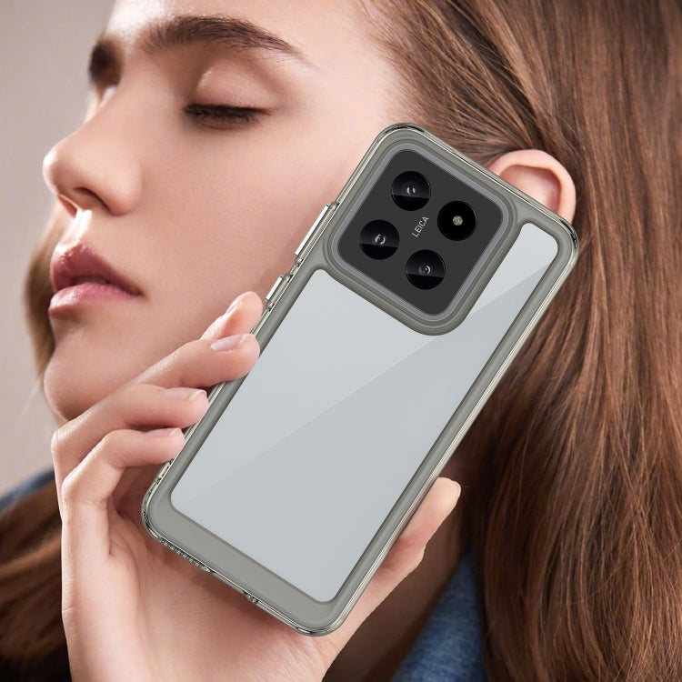 For Xiaomi 14 Pro Colorful Series Acrylic Hybrid TPU Phone Case(Transparent Grey) - 14 Pro Cases by PMC TechLife | Online Shopping South Africa | PMC TechLife | Buy Now Pay Later Mobicred