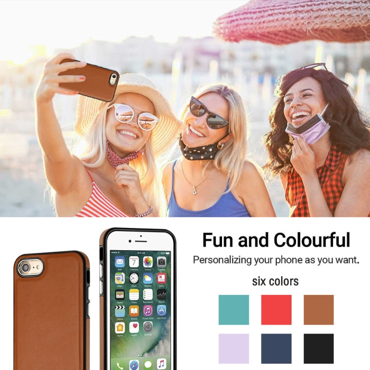 For iPhone SE 2022 / 6 / 7 / 8 / SE 2020 Leather Texture Full Coverage Phone Case(Brown) - iPhone SE 2022 / 2020 / 8 / 7 Cases by PMC TechLife | Online Shopping South Africa | PMC TechLife