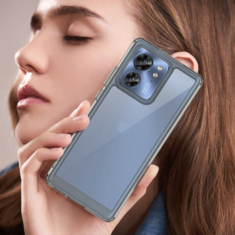 For Motorola Edge 2023 US Colorful Series Acrylic Hybrid TPU Phone Case(Transparent Grey) - Motorola Cases by PMC TechLife | Online Shopping South Africa | PMC TechLife | Buy Now Pay Later Mobicred
