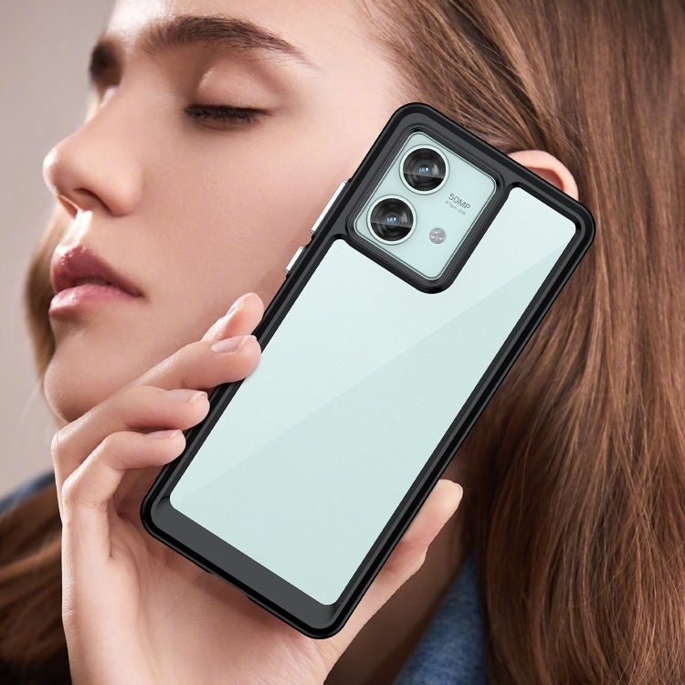For Motorola Edge 40 Neo Colorful Series Acrylic Hybrid TPU Phone Case(Black) - Motorola Cases by PMC TechLife | Online Shopping South Africa | PMC TechLife | Buy Now Pay Later Mobicred
