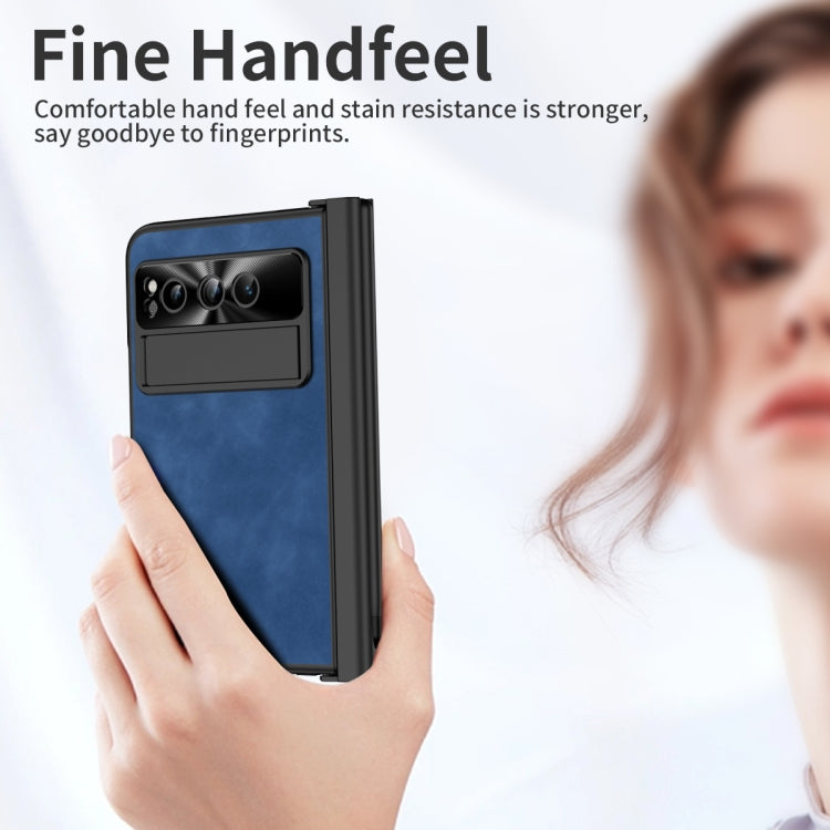 For Google Pixel Fold Integrated Napa Texture All-inclusive Phone Case with Pen Slot(Blue) - Google Cases by PMC TechLife | Online Shopping South Africa | PMC TechLife | Buy Now Pay Later Mobicred