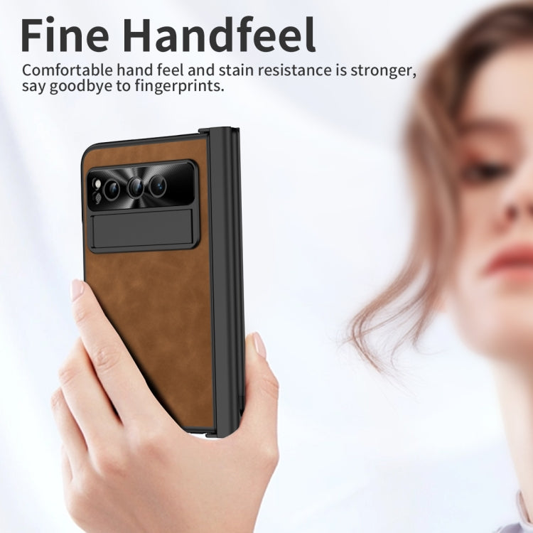 For Google Pixel Fold Integrated Napa Texture All-inclusive Phone Case with Pen Slot(Brown) - Google Cases by PMC TechLife | Online Shopping South Africa | PMC TechLife | Buy Now Pay Later Mobicred