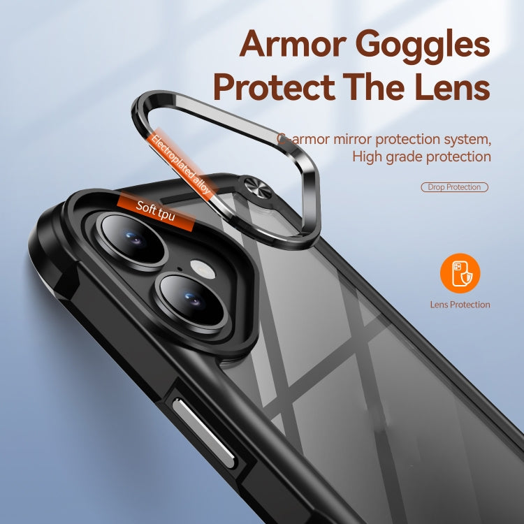 For iPhone 16 TPU + PC Lens Protection Phone Case(Black) - iPhone 16 Cases by PMC TechLife | Online Shopping South Africa | PMC TechLife | Buy Now Pay Later Mobicred