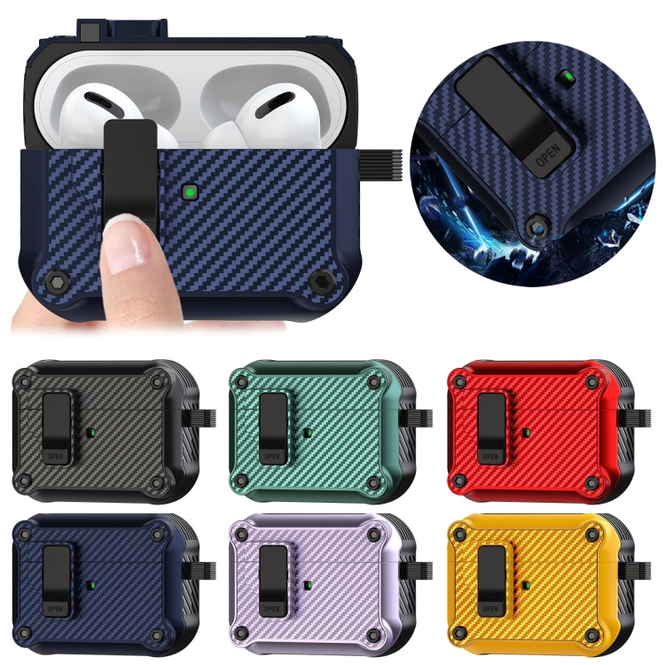 For AirPods Pro Carbon Fiber Magnetic Automatic Switch Earphone Protective Case(Purple) - free shipping - PMC Jewellery - Order now!