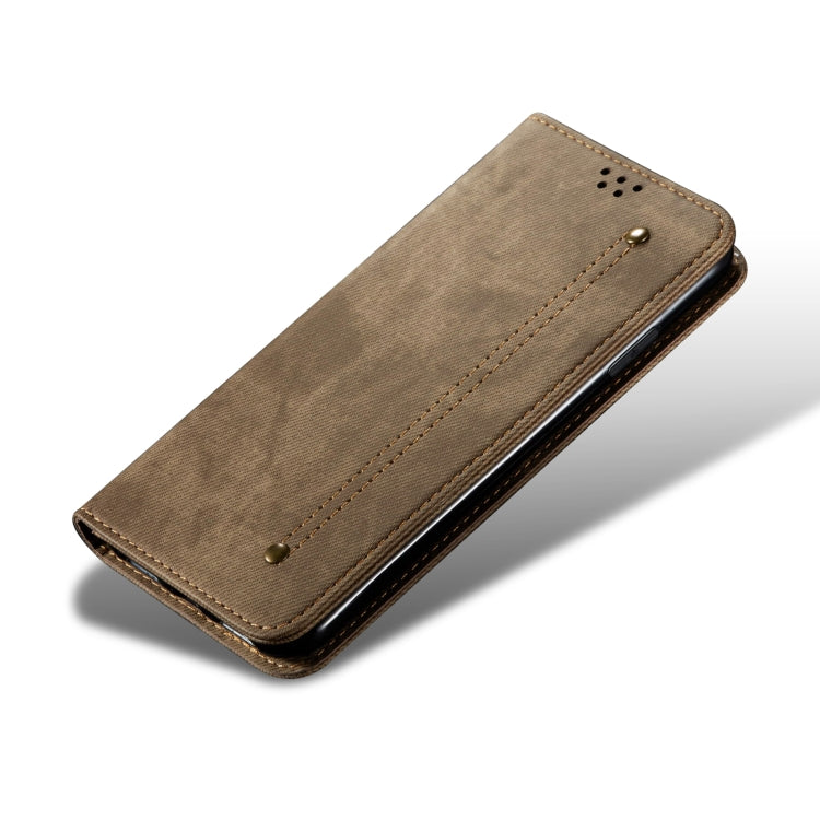 For Honor Magic6 Denim Texture Flip Leather Phone Case(Khaki) - Honor Cases by PMC TechLife | Online Shopping South Africa | PMC TechLife | Buy Now Pay Later Mobicred