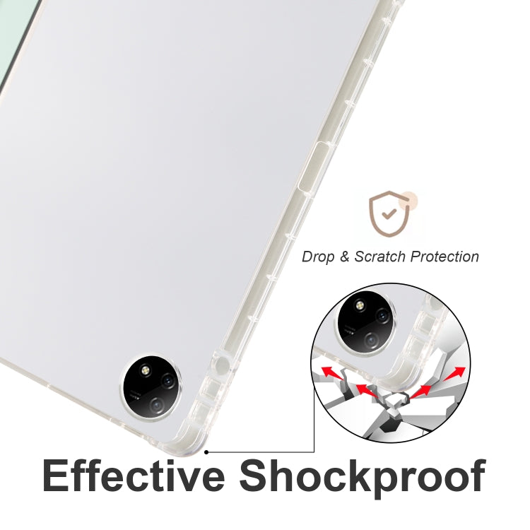 For vivo Pad2 12.1inch 3-folding Transparent TPU Smart Leather Tablet Case with Pen Slot(Light Green) - vivo by PMC TechLife | Online Shopping South Africa | PMC TechLife | Buy Now Pay Later Mobicred