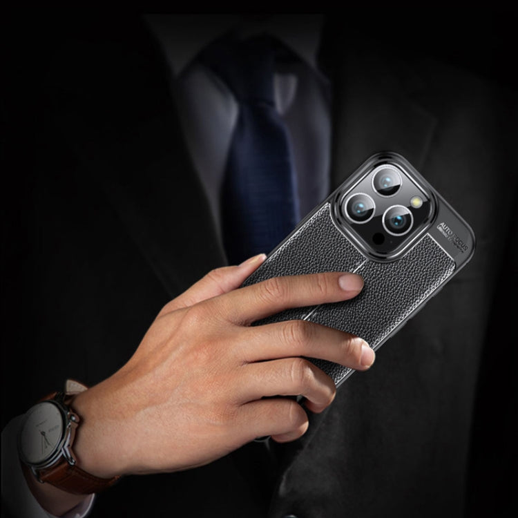 For iPhone 16 Pro Litchi Texture Shockproof TPU Phone Case(Black) - iPhone 16 Pro Cases by PMC TechLife | Online Shopping South Africa | PMC TechLife | Buy Now Pay Later Mobicred