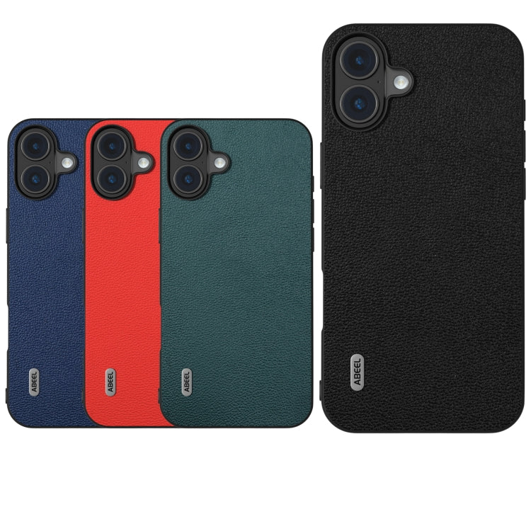 For iPhone 16 Plus ABEEL Genuine Leather Luolai Series Phone Case(Dark Blue) - iPhone 16 Plus Cases by PMC TechLife | Online Shopping South Africa | PMC TechLife | Buy Now Pay Later Mobicred