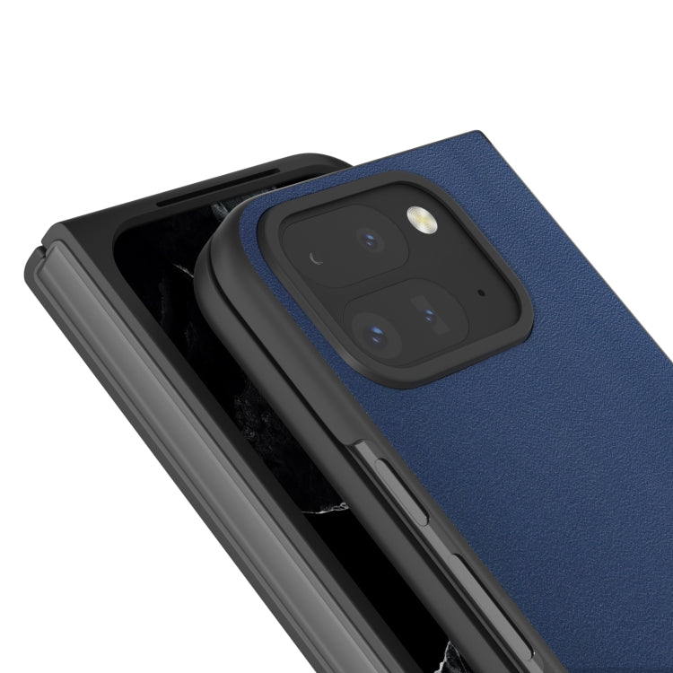 For Google Pixel 9 Pro Fold ABEEL Genuine Leather Xiaoya Series Phone Case(Blue) - Google Cases by PMC TechLife | Online Shopping South Africa | PMC TechLife | Buy Now Pay Later Mobicred