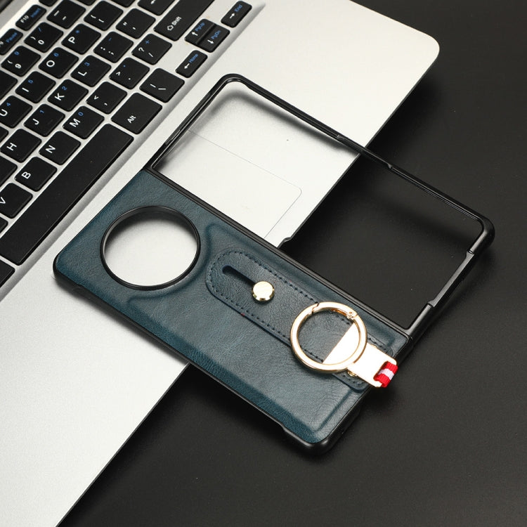 For Tecno Phantom V Fold Wristband Leather Back Phone Case(Blue) - free shipping - PMC TechLife - Order now!