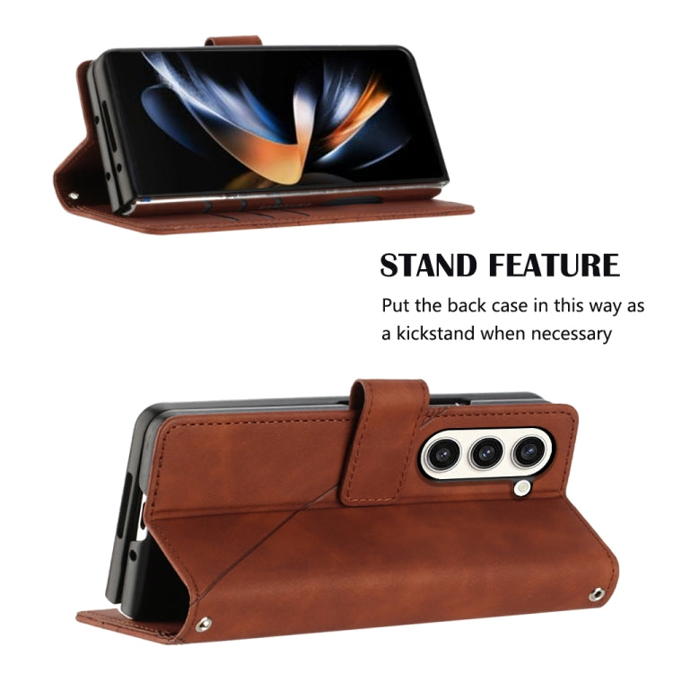 For Samsung Galaxy Z Fold5 5G Crossbody 3D Embossed Flip Leather Phone Case(Brown) - Galaxy Z Fold5 Cases by PMC TechLife | Online Shopping South Africa | PMC TechLife