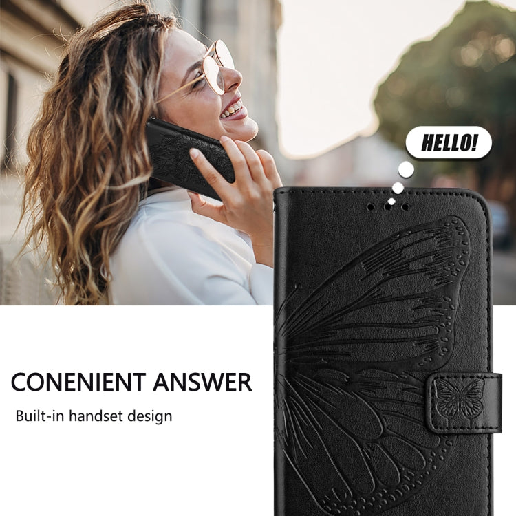 For iPhone 16 Pro Max Embossed Butterfly Leather Phone Case(Black) - iPhone 16 Pro Max Cases by PMC TechLife | Online Shopping South Africa | PMC TechLife | Buy Now Pay Later Mobicred