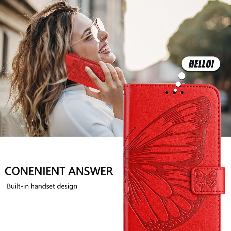 For iPhone 16 Pro Embossed Butterfly Leather Phone Case(Red) - iPhone 16 Pro Cases by PMC TechLife | Online Shopping South Africa | PMC TechLife | Buy Now Pay Later Mobicred