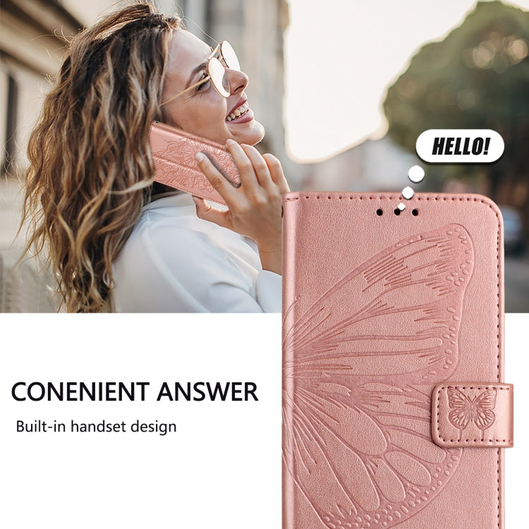 For iPhone 16 Pro Embossed Butterfly Leather Phone Case(Rose Gold) - iPhone 16 Pro Cases by PMC TechLife | Online Shopping South Africa | PMC TechLife | Buy Now Pay Later Mobicred