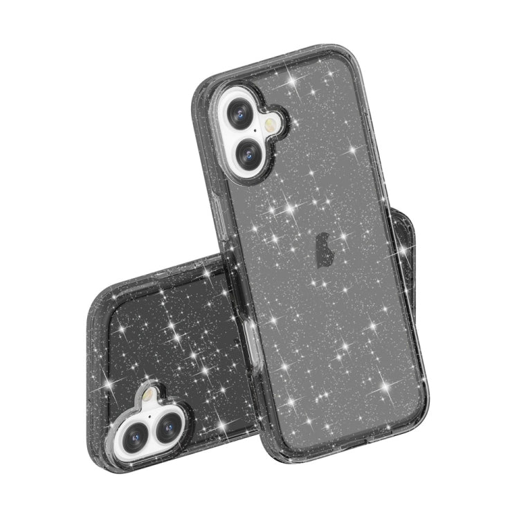 For iPhone 16 Shockproof Terminator Glitter Powder Phone Case(Black) - iPhone 16 Cases by PMC TechLife | Online Shopping South Africa | PMC TechLife | Buy Now Pay Later Mobicred
