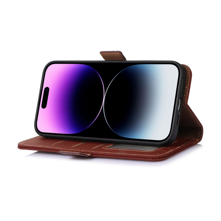 For Huawei Nova 11i / Maimang 20 5G / Enjoy 60 Pro Genuine Leather Magnetic RFID Leather Phone Case(Coffee) - Huawei Cases by PMC TechLife | Online Shopping South Africa | PMC TechLife | Buy Now Pay Later Mobicred