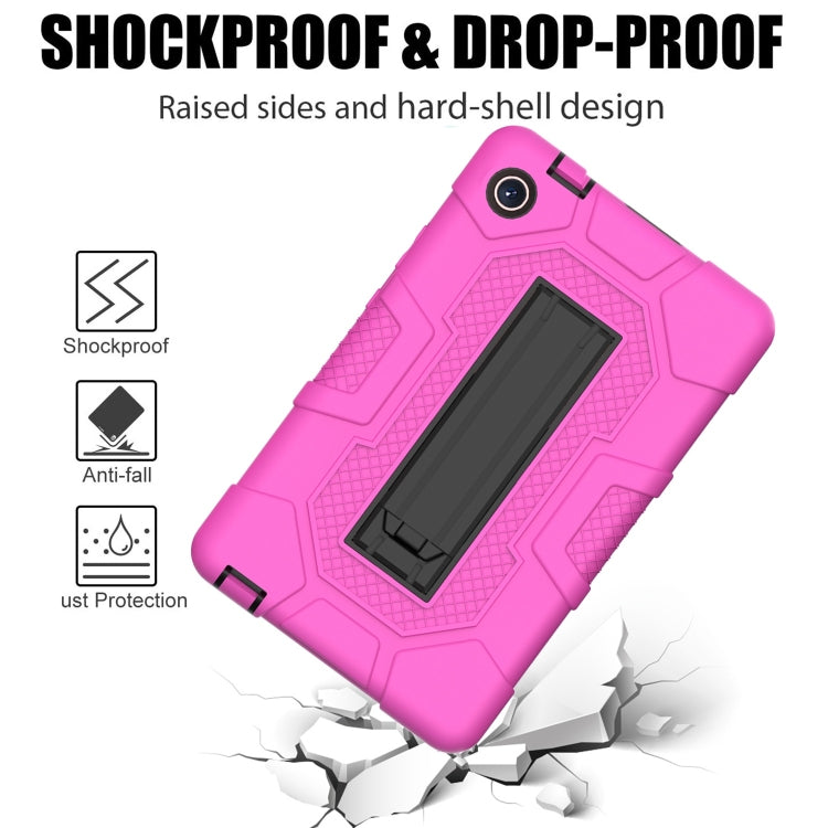 For Huawei MatePad T8 Contrast Color Robot B3 Silicone Hybrid PC Tablet Case with Holder(Rose Red Black) - Huawei by PMC TechLife | Online Shopping South Africa | PMC TechLife | Buy Now Pay Later Mobicred