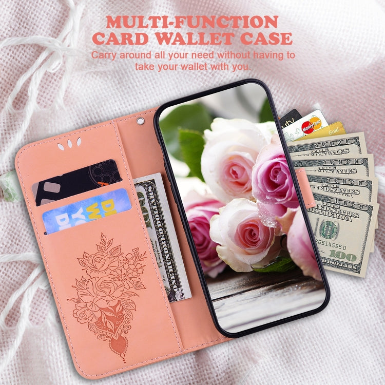 For Motorola Moto G Play 4G 2024 Butterfly Rose Embossed Leather Phone Case(Pink) - Motorola Cases by PMC Jewellery | Online Shopping South Africa | PMC Jewellery | Buy Now Pay Later Mobicred
