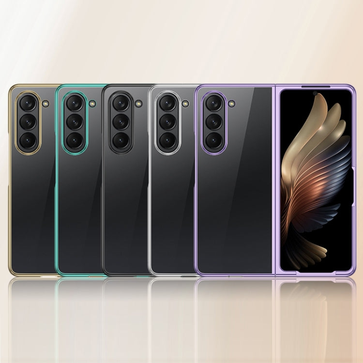 For Samsung Galaxy Z Fold5 5G Transparent Electroplating All-inclusive Folding Phone Case(Black) - Galaxy Z Fold5 Cases by PMC TechLife | Online Shopping South Africa | PMC TechLife