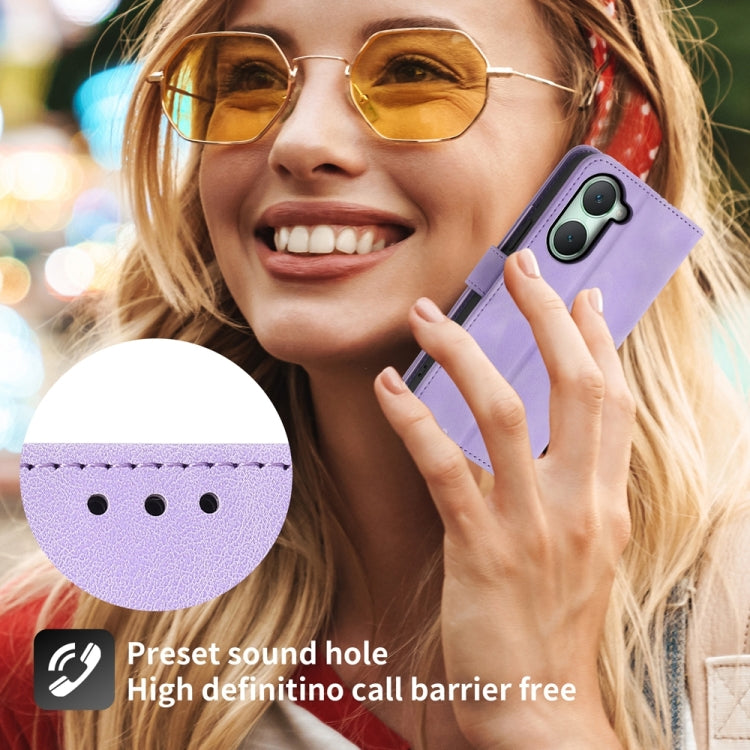 For vivo Y03 Skin Feel Flowers Embossed Wallet Leather Phone Case(Purple) - vivo Cases by PMC TechLife | Online Shopping South Africa | PMC TechLife | Buy Now Pay Later Mobicred