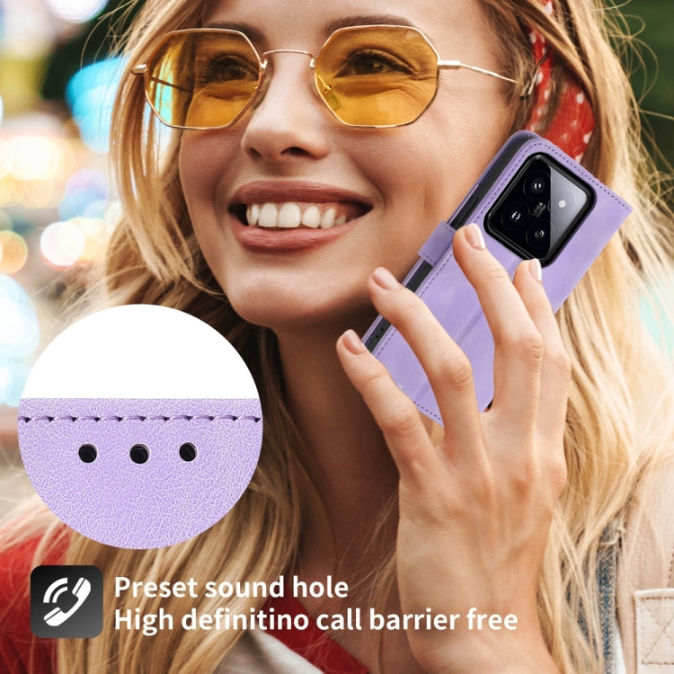 For Xiaomi 14 Pro Skin-feel Flowers Embossed Wallet Leather Phone Case(Purple) - 14 Pro Cases by PMC TechLife | Online Shopping South Africa | PMC TechLife | Buy Now Pay Later Mobicred