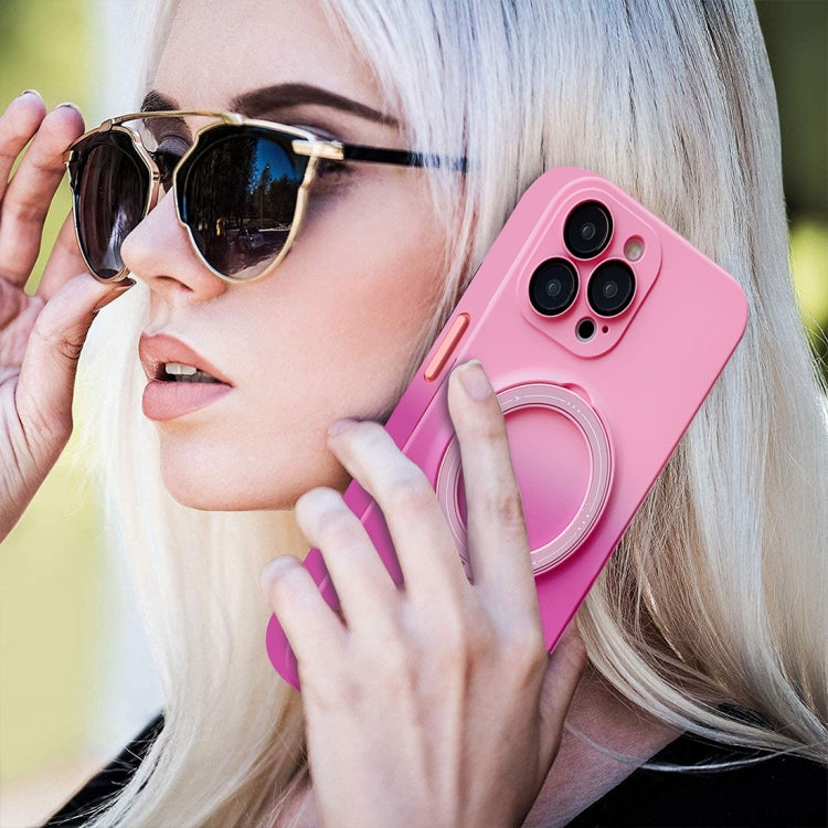 For iPhone 12 Pro Max MagSafe Holder Gradient TPU Phone Case(Pink Green) - iPhone 12 Pro Max Cases by PMC TechLife | Online Shopping South Africa | PMC TechLife