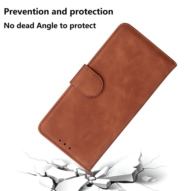 For Motorola Edge 2024 Skin Feel Pure Color Flip Leather Phone Case(Brown) - Motorola Cases by PMC Jewellery | Online Shopping South Africa | PMC Jewellery | Buy Now Pay Later Mobicred