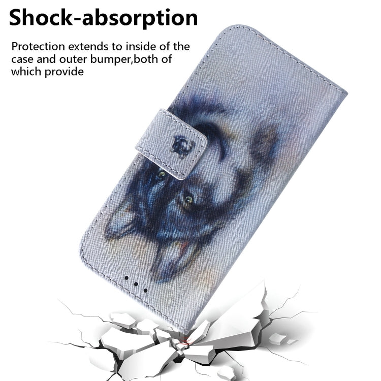 For iPhone 16 Coloured Drawing Flip Leather Phone Case(White Wolf) - iPhone 16 Cases by PMC TechLife | Online Shopping South Africa | PMC TechLife | Buy Now Pay Later Mobicred