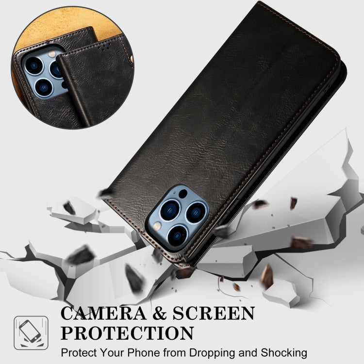 For iPhone 16 Pro Max Oil Wax Crazy Horse Texture Leather Phone Case(Black) - iPhone 16 Pro Max Cases by PMC TechLife | Online Shopping South Africa | PMC TechLife | Buy Now Pay Later Mobicred