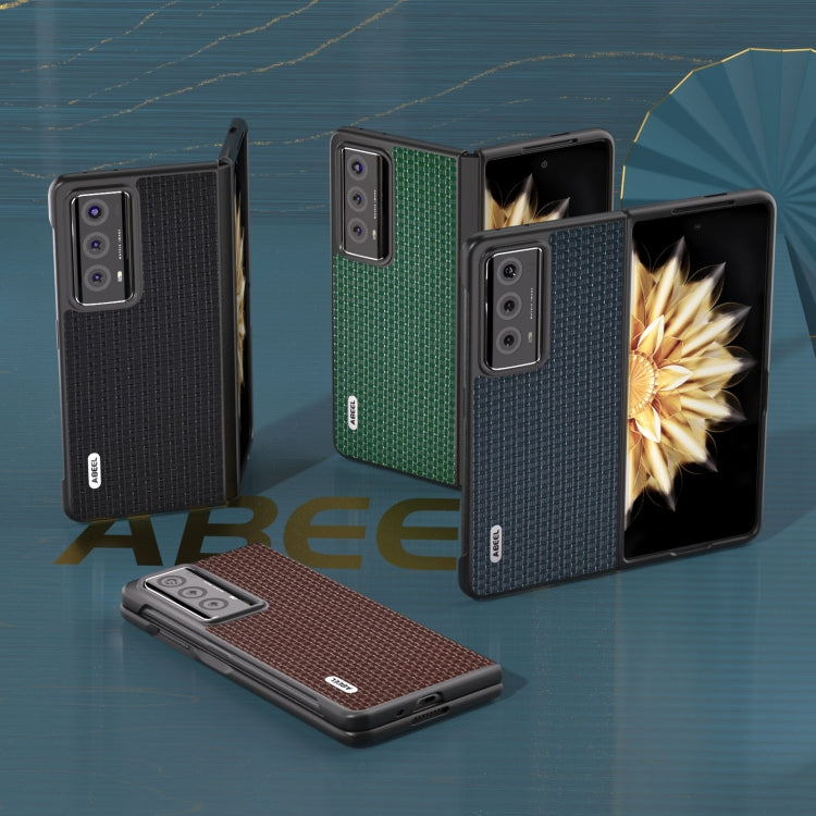 For Honor Magic V2 ABEEL Genuine Leather Luxury Series Phone Case(Night Green) - Honor Cases by PMC TechLife | Online Shopping South Africa | PMC TechLife | Buy Now Pay Later Mobicred