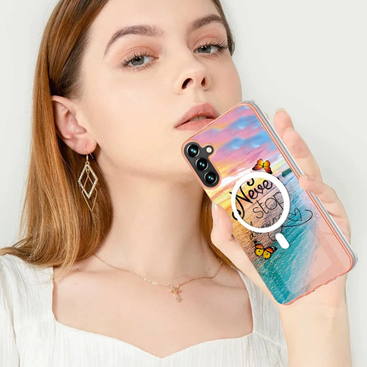 For Samsung Galaxy A54 5G Marble Pattern Dual-side IMD Magsafe TPU Phone Case(Dream Butterfly) - Galaxy Phone Cases by PMC TechLife | Online Shopping South Africa | PMC TechLife