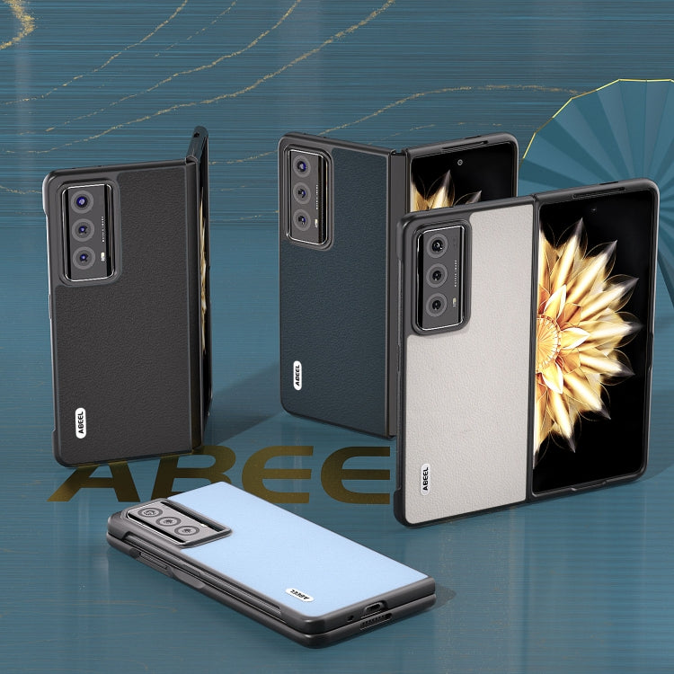 For Honor Magic V2 ABEEL Genuine Leather Wave Black Edge Phone Case(Black) - Honor Cases by PMC TechLife | Online Shopping South Africa | PMC TechLife | Buy Now Pay Later Mobicred