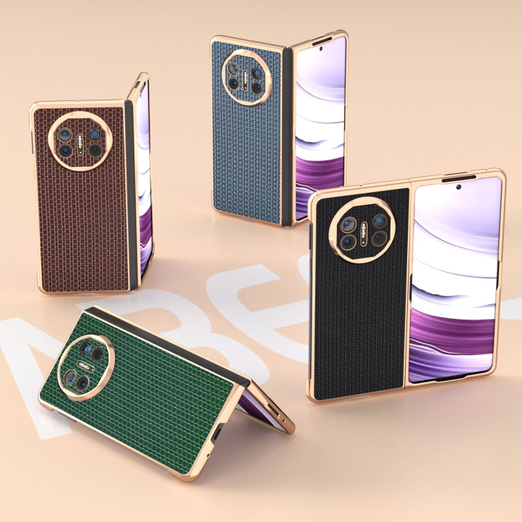 For Huawei Mate X5 Genuine Leather Luxury Series Nano Plating Phone Case(Dark Green) - Huawei Cases by PMC TechLife | Online Shopping South Africa | PMC TechLife | Buy Now Pay Later Mobicred