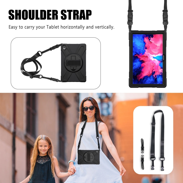 For Lenovo Tab P11 Silicone Hybrid PC Tablet Case with Grip & Shoulder Strap(Black) - Lenovo by PMC Jewellery | Online Shopping South Africa | PMC Jewellery | Buy Now Pay Later Mobicred
