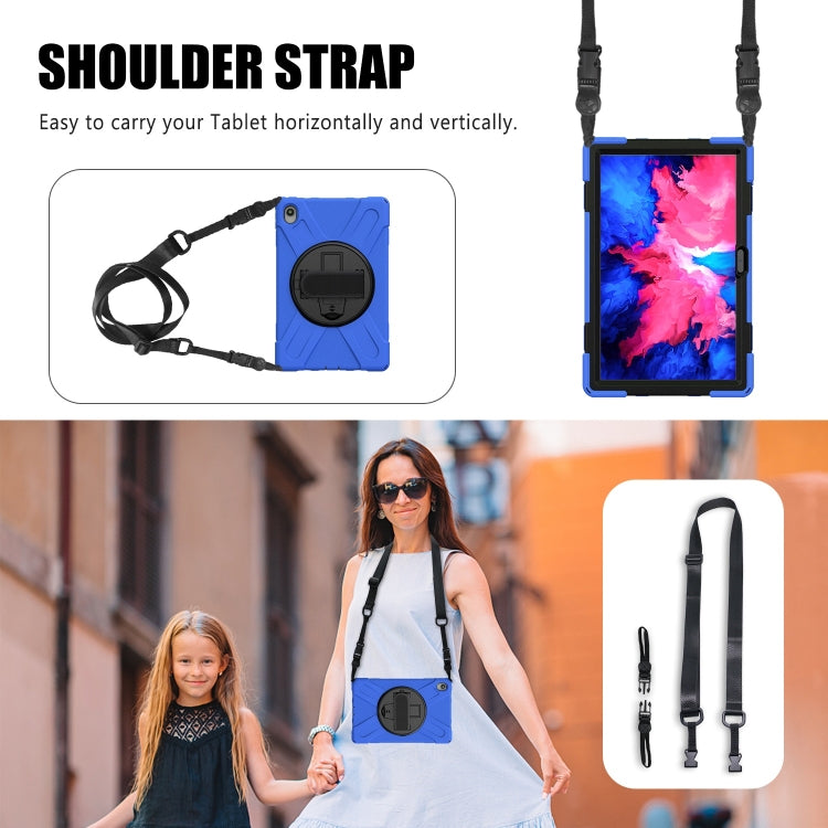 For Lenovo Tab P11 Silicone Hybrid PC Tablet Case with Grip & Shoulder Strap(Blue) - Lenovo by PMC Jewellery | Online Shopping South Africa | PMC Jewellery | Buy Now Pay Later Mobicred