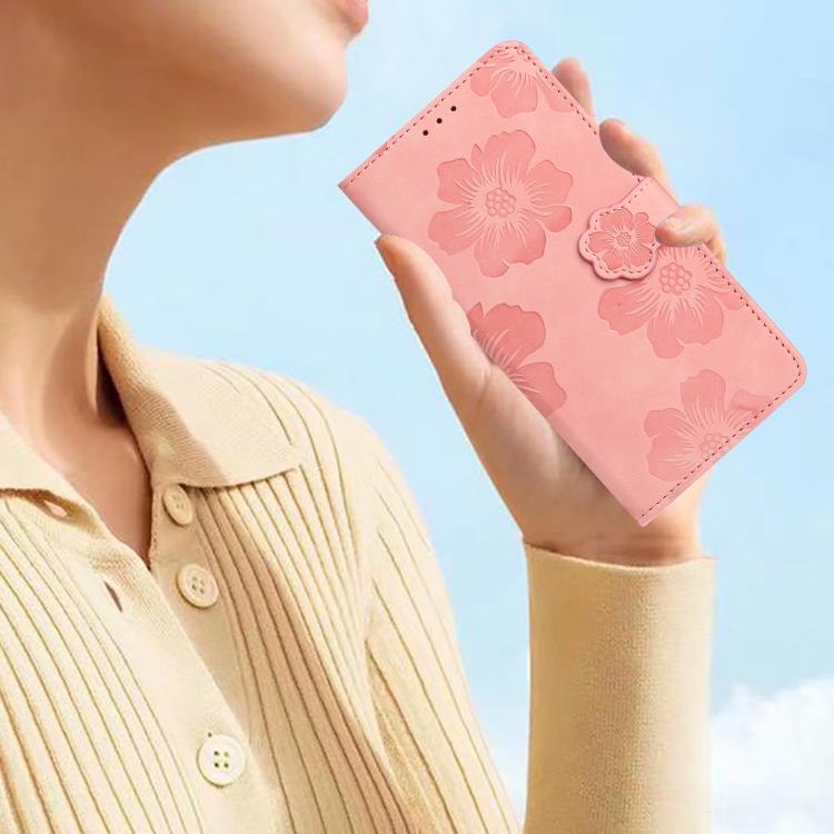 For iPhone 16e Flower Embossing Pattern Leather Phone Case(Pink) - iPhone 16e Cases by PMC TechLife | Online Shopping South Africa | PMC TechLife | Buy Now Pay Later Mobicred