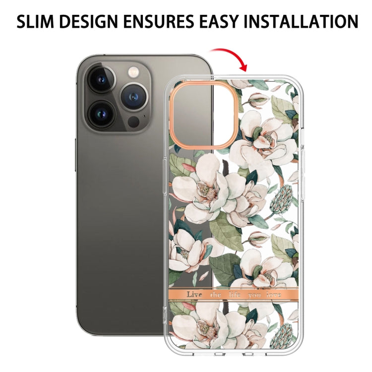 For iPhone 16 Pro Max Flowers and Plants Series IMD TPU Phone Case(Green Gardenia) - iPhone 16 Pro Max Cases by PMC TechLife | Online Shopping South Africa | PMC TechLife | Buy Now Pay Later Mobicred