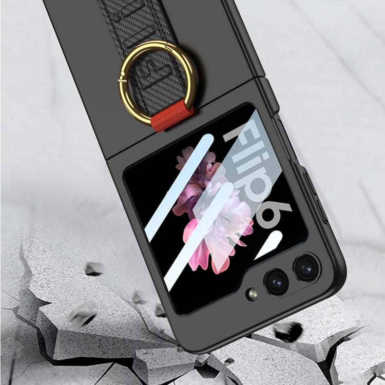 For Samsung Galaxy Z Flip6 GKK Integrated Ultrathin Shockproof Phone Case with Ring Wrist Strap(Carbon Fiber) - free shipping - PMC Jewellery - Order now!