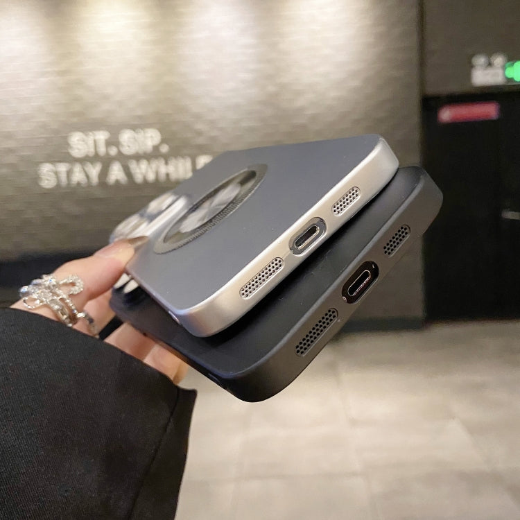 For iPhone 14 Plus Electroplating Oil Injection Magsafe Magnetic PC Phone Case(Grey) - iPhone 14 Plus Cases by PMC TechLife | Online Shopping South Africa | PMC TechLife